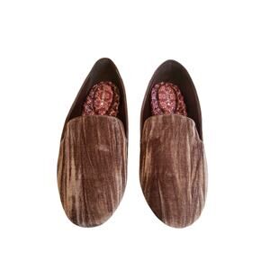 Birdies Womens The Starling Moonstone Crushed Velvet Flat Loafers Size 12